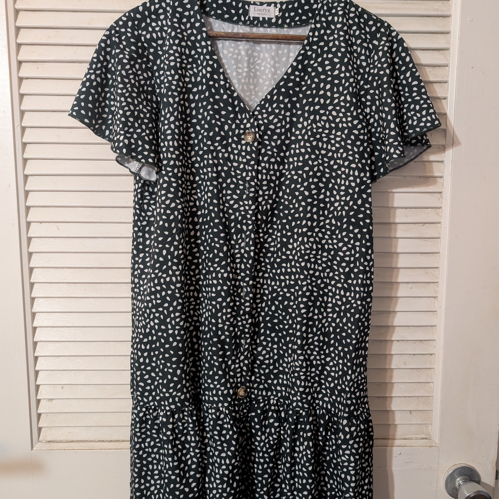 Green and White Polkadot Dress